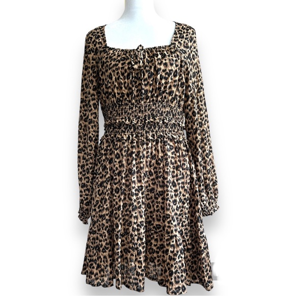 Leopard Print Long Sleeve Mini Dress Size Small NWT - Picture 6 of 7